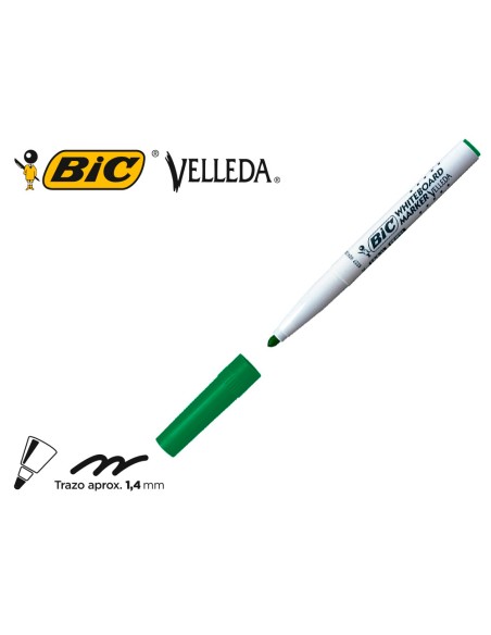 Rotulador bic velleda para pizarra verde punta redonda 14 mm