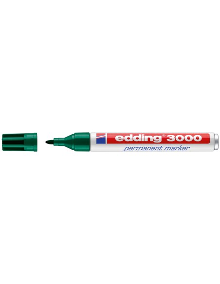Rotulador edding marcador permanente 3000 verde punta redonda 15 3 mm recargable