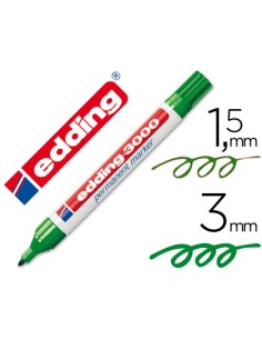 Rotulador edding marcador permanente 3000 verde punta redonda 15 3 mm recargable
