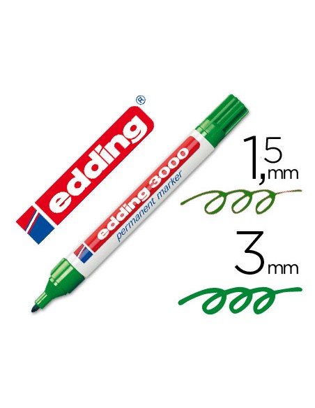 Rotulador edding marcador permanente 3000 verde punta redonda 15 3 mm recargable