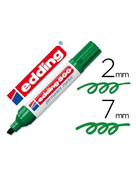 Rotulador edding marcador permanente 500 verde punta biselada 7 mm
