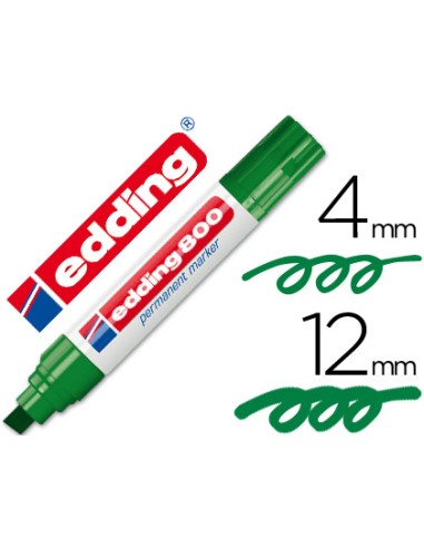 Rotulador edding marcador permanente 800 verde punta biselada 12 mm