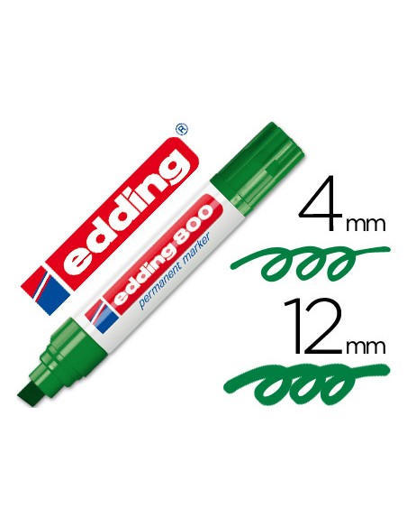 Rotulador edding marcador permanente 800 verde punta biselada 12 mm