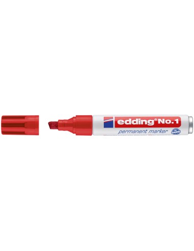 Rotulador edding marcador permanente 1 rojo punta biselada 5 mm