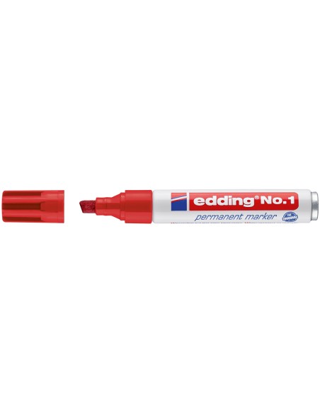 Rotulador edding marcador permanente 1 rojo punta biselada 5 mm