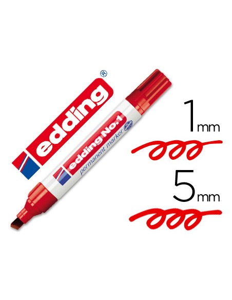 Rotulador edding marcador permanente 1 rojo punta biselada 5 mm