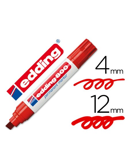 Rotulador edding marcador permanente 800 rojo punta biselada 12 mm recargable