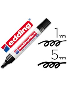 Rotulador edding marcador permanente 1 negro punta biselada 5 mm