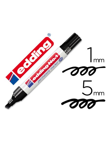Rotulador edding marcador permanente 1 negro punta biselada 5 mm
