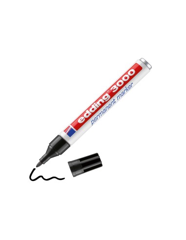 Rotulador edding marcador permanente 3000 negro punta redonda 15 3 mm recargable