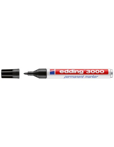 Rotulador edding marcador permanente 3000 negro punta redonda 15 3 mm recargable