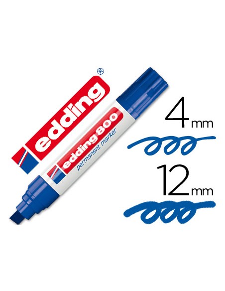 Rotulador edding marcador permanente 800 azul punta biselada 12 mm