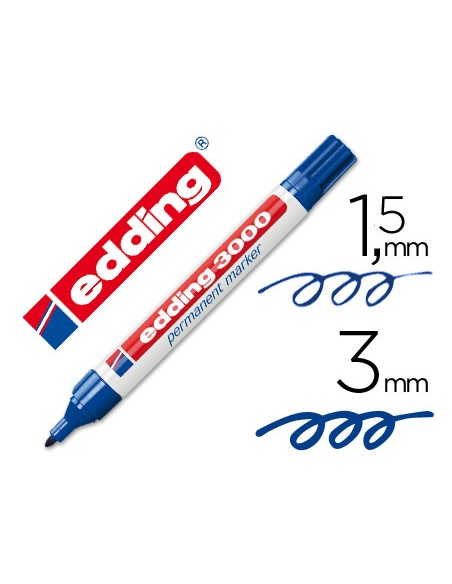 Rotulador edding marcador permanente 3000 azul punta redonda 15 3 mm recargable