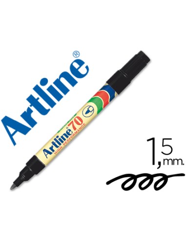 Rotulador artline marcador permanente ek 70 negro punta redonda 15 mm papel metal y cristal