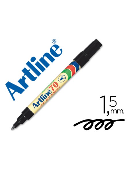Rotulador artline marcador permanente ek 70 negro punta redonda 15 mm papel metal y cristal