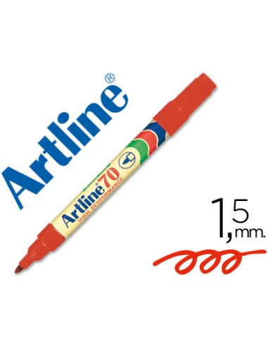 Rotulador artline marcador permanente ek 70 rojo punta redonda 15 mm papel metal y cristal