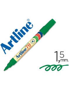 Rotulador artline marcador permanente ek 70 verde punta redonda 15 mm papel metal y cristal