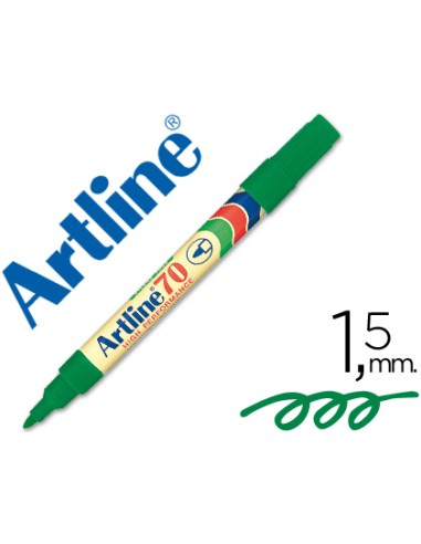 Rotulador artline marcador permanente ek 70 verde punta redonda 15 mm papel metal y cristal