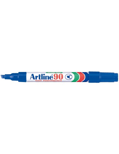 Rotulador artline marcador permanente ek 90 azul punta biselada 5 mm papel metal y cristal