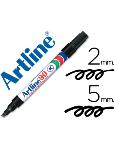 Rotulador artline marcador permanente ek 90 negro punta biselada 5 mm papel metal y cristal