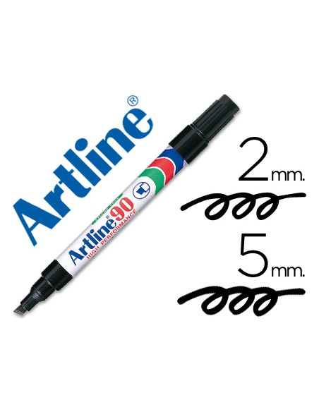 Rotulador artline marcador permanente ek 90 negro punta biselada 5 mm papel metal y cristal