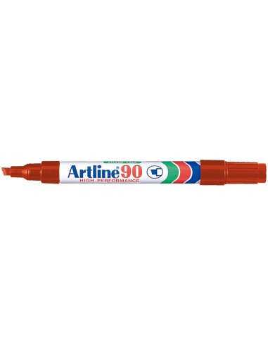 Rotulador artline marcador permanente ek 90 rojo punta biselada 5 mm papel metal y cristal