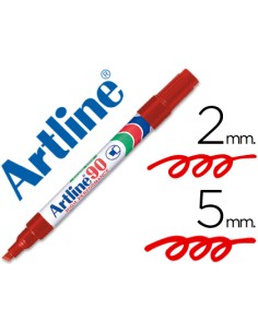 Rotulador artline marcador permanente ek 90 rojo punta biselada 5 mm papel metal y cristal