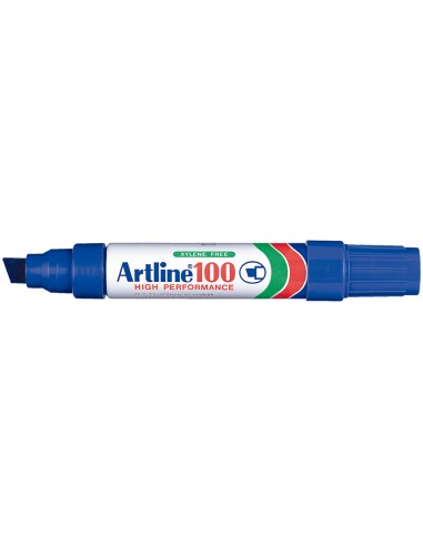 Rotulador artline marcador permanente 100 azul punta biselada