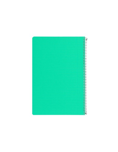 Cuaderno espiral liderpapel folio pautaguia tapa plastico 80h 75gr cuadro pautado 3mm con margen color verde