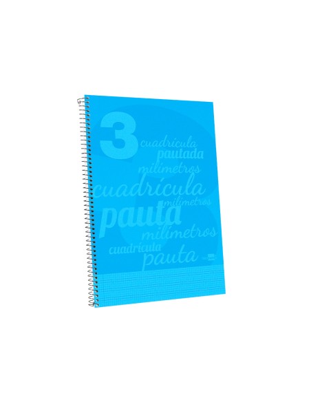 Cuaderno espiral liderpapel folio pautaguia tapa plastico 80h 75gr cuadro pautado 3mm con margen color azul