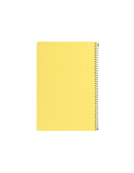 Cuaderno espiral liderpapel folio pautaguia tapa plastico 80h 75gr cuadro pautado 3mm con margen color amarillo