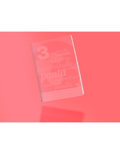 Cuaderno espiral liderpapel folio pautaguia tapa plastico 80h 75gr cuadro pautado 3mm con margen color rojo