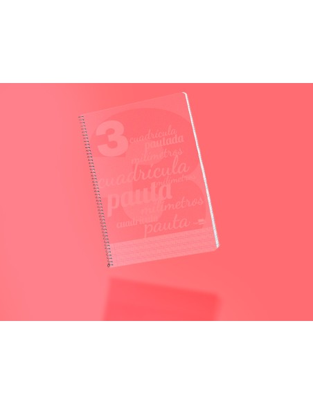Cuaderno espiral liderpapel folio pautaguia tapa plastico 80h 75gr cuadro pautado 3mm con margen color rojo