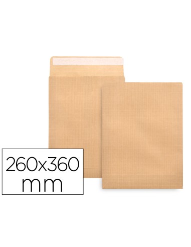 Sobre liderpapel bolsa armado kraft envio seguridad 260x360 mm solapa tira de silicona 120 gr caja de 100 unidades