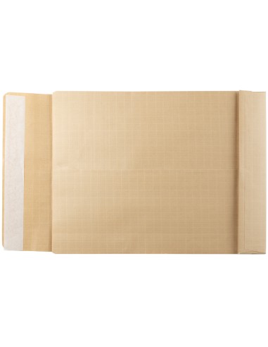 Sobre liderpapel bolsa fuelle kraft armado 280x365x50mm solapa tira de silicona papel 155 gr caja de 50 unidades