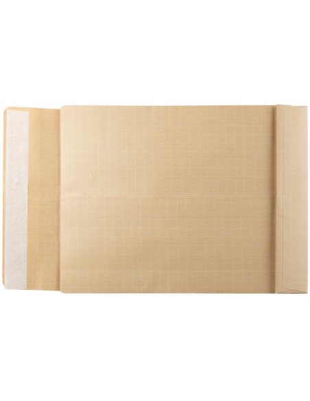Sobre liderpapel bolsa fuelle kraft armado 280x365x50mm solapa tira de silicona papel 155 gr caja de 50 unidades