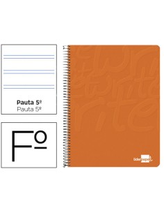 Cuaderno espiral liderpapel folio write tapa blanda 80h 60gr pauta 25 mm con margen color naranja