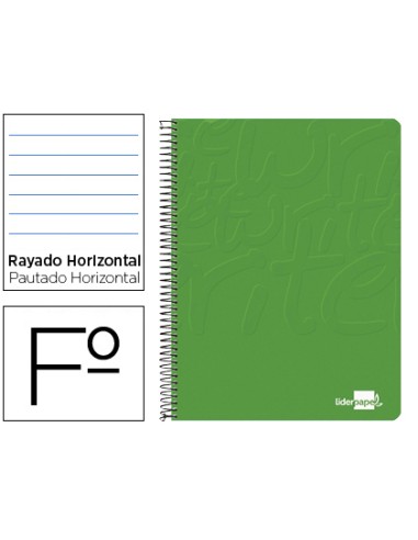 Cuaderno espiral liderpapel folio write tapa blanda 80h 60gr horizontal con margen color verde