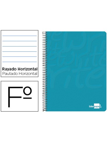 Cuaderno espiral liderpapel folio write tapa blanda 80h 60gr horizontal con margen color turquesa