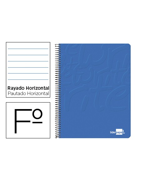 Cuaderno espiral liderpapel folio write tapa blanda 80h 60gr horizontal con margen color azul