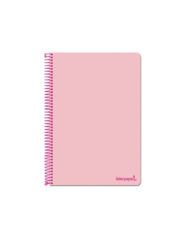 Cuaderno espiral liderpapel folio write tapa blanda 80h 60gr cuadro 4mm con margen color rosa