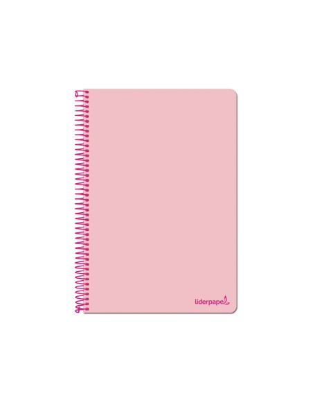 Cuaderno espiral liderpapel folio write tapa blanda 80h 60gr cuadro 4mm con margen color rosa