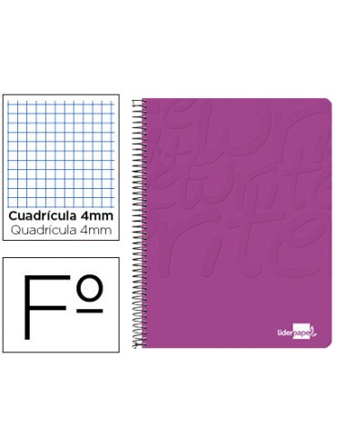 Cuaderno espiral liderpapel folio write tapa blanda 80h 60gr cuadro 4mm con margen color rosa