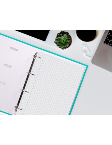 Recambio liderpapel a4 100 hojas 60g m2 cuadro 8mm con margen 4 taladros