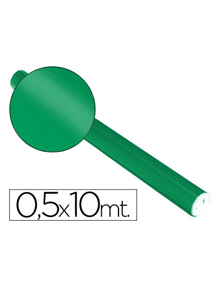 Papel metalizado verde rollo continuo de 05 x 10 mt