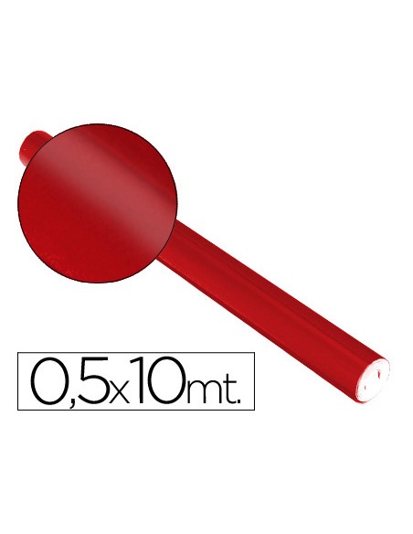 Papel metalizado rojo rollo continuo de 05 x 10 mt