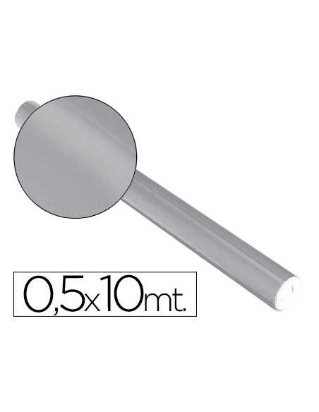 Papel metalizado plata rollo continuo de 05 x 10 mt