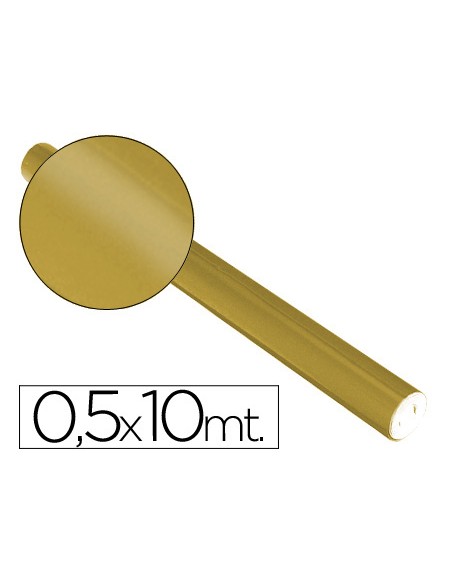 Papel metalizado oro rollo continuo de 05 x 10 mt