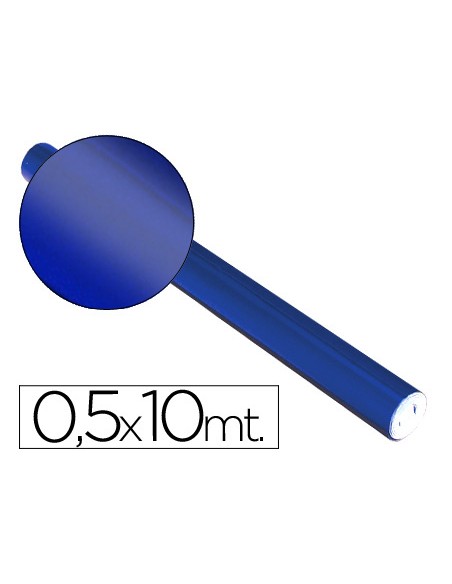 Papel metalizado azul rollo continuo de 05 x 10 mt