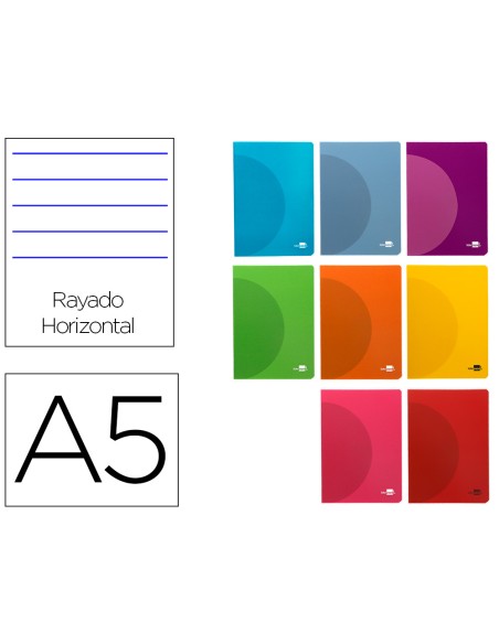 Libreta liderpapel 360 tapa de plastico a5 48 hojas 90g m2 horizontal con margen colores surtidos